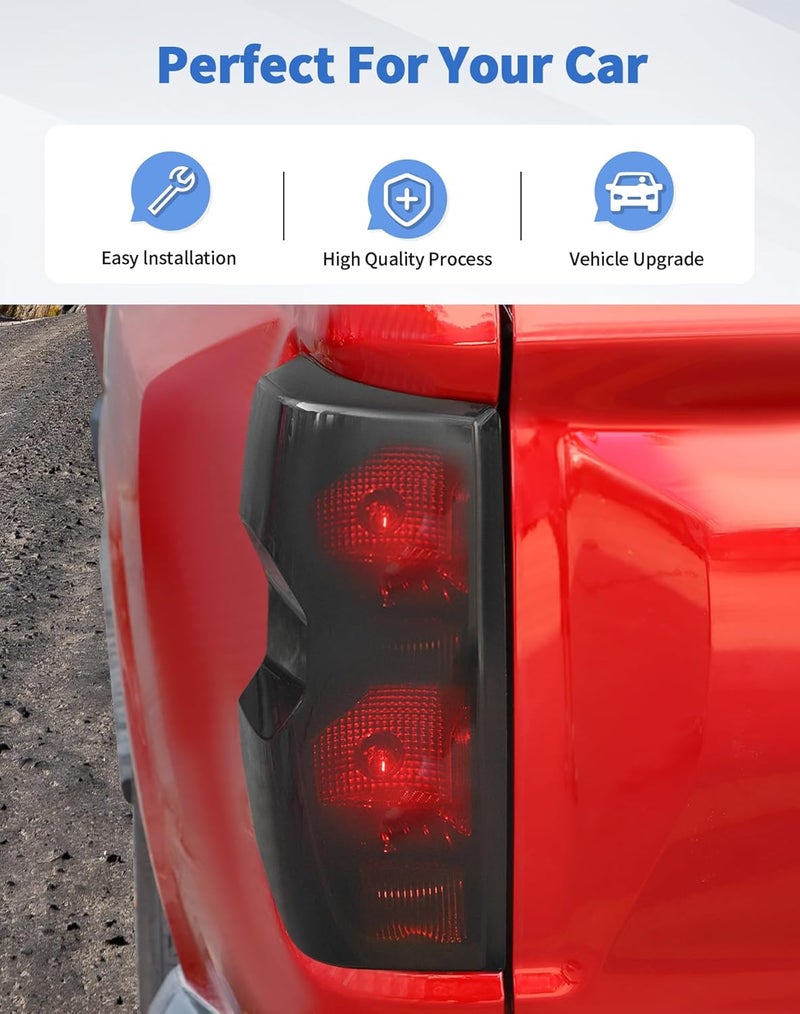 DSWSQ Smoked Black Tail Light Rear Lamp Cover Guard Trim Bezel Frame Decor Exterior Accessories Compatible with Chevrolet Silverado 2023 2024 2025 - Image 3